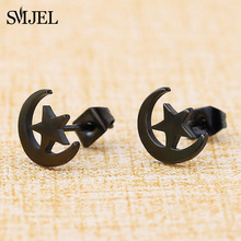 SMJEL Punk Black Earrings Anime Moon Star Earrings for Women Stainless Steel Jewelry Accessories Girl Birthday Gift 2024 - buy cheap