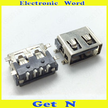 20pcs-1000pcs  10mm Short Type SMD 2.0 USB Female Socket Jacks 4DIP without Edge Curl USB Female Connectors 2024 - buy cheap