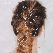 BLIJERY-Horquillas para el pelo de dama de honor, horquillas para el pelo hechas a mano con flores de cristal y perlas, joyería para el cabello, accesorios nupciales para el cabello 2024 - compra barato