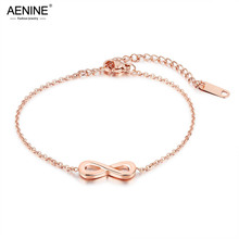 AENINE Trendy Infinity Charm Bracelets For Girls Rose Gold Srainless Steel Classic Link Chain Female Bracelet Jewelry AB18091 2024 - buy cheap