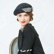 Chapéu de feltro para outono feminino, chapéu de inverno tipo fedora, com bojo 2024 - compre barato