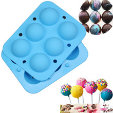Molde de silicone com 6 espaços para esferas, forma para doces, chocolate, pirulito, pasta de goma, bolo, bandeja de gelo com 6 espaços 2024 - compre barato