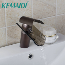 KEMAIDI Oil Rubbed Bronze Waterfall Faucet Bathroom Washbasin Faucet Sink Mixer Tap Deck Mounted torneira Single Hand 2024 - buy cheap