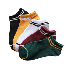 Calcetines tobilleros de algodón transpirables para mujer, medias cómodas de alta calidad, 5 pares, 5 colores 2024 - compra barato