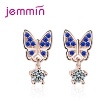 Factory Price Lovely Butterfly Design 925 Sterling Silver Earring With Shiny Cubic Zircon Women Girls Party Jewelry 2024 - buy cheap