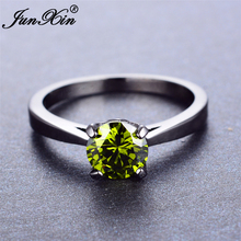 JUNXIN OL Design Men Women's Finger Ring Peridot Round CZ Ring Vintage Black Gold Wedding Rings High Quality Fashion Jewelry 2024 - buy cheap