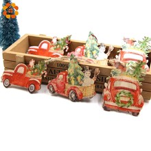9PCS/Lot Creative Printed Car Christmas Gift Wooden Pendants Ornaments Wood Craft Kids Toys Christmas Tree Ornaments Decorations 2024 - compre barato