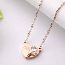 YiKLN Titanium Steel Cubic Zirconia Heart Pendant Chokers Necklace Rose Gold Wedding Necklaces For Women Christmas Gift YN17058 2024 - buy cheap