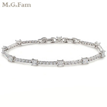 MGFam AAA+ Cubic Zircon Shiny Bracelets For Women Fashion Jewelry 20 cm Elegant Style White Gold Color 2024 - buy cheap