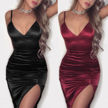 2018 Newly Fashion Sexy Summer Women Ladies Sleeveless V-Neck Skinny Solid High Waist Mini Dress 2 Style Size S/M/L/XL 2024 - buy cheap