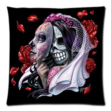 Sugar Skull Background Two Side Printed Throw Pillow Case&Cotton Linen Cushion Cover 17.7"X17.7"(45 X 45CM) 2024 - buy cheap