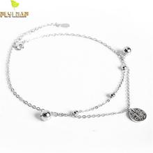Flyleaf Beads Real 925 Sterling Silver Authentic Anklet For Women Fashion Chain Leg Fine Jewelry Anklets On Foot Bracelet 2024 - buy cheap
