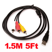 New 1.5M 5ft USB 2.0 to 3 RCA Cable Male To Male AV Audio Adapter Cord for AV equipment to HDD player 2024 - buy cheap