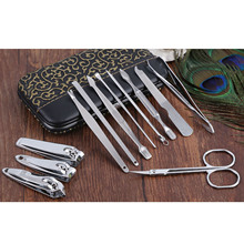 12 Pcs Portable Stainless Steel Nail Clipper Manicure Pedicure Eyebrow Tweezers Curette Beauty Care Tools Set with Storage Case 2024 - buy cheap