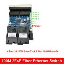 Fast Erhetnet 6 PCS 2F4E 10/100M Ethernet Switch 2 Fiber Port SC  25KM 4 UTP RJ45 Fiber Optical Switch PCBA Board 2024 - buy cheap