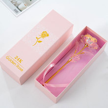 Simulation Eternity Rose Valentine'S Day Romantic 24K Gold Flower Wedding Gift Beautiful LED Luminous Rose Flower for Girlfriend 2024 - buy cheap