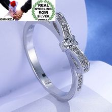 Hxomzj anel de prata rr213 para meninas, presentes para festa de casamento, com laço branco, zircônio aaa 925 2024 - compre barato