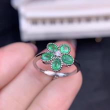 Anillo de piedras preciosas de Esmeralda verde con forma de flor para mujer, adornos de plata 925 auténtica, Gema natural, piedra de la suerte 2024 - compra barato