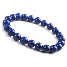 Pulsera de cuentas redondas de lapislázuli para mujer, brazalete de piedras preciosas de color azul real, cuentas redondas elásticas de 9mm, cristal AAAAA 2024 - compra barato