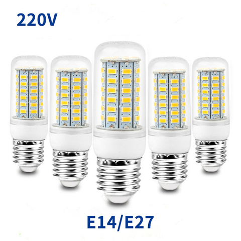 E27 LED lamp E14 LED bulb SMD5730 220V corn bulb 24 36 48 56 69 72 LEDs corn bulb LED warm white for home decoration blister 2022 - buy cheap