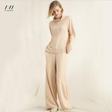 Autumn winter warm twist knit woolen Suits was thin soft fabric wool Sweater + Mink cashmere Leisure pants Two-pieces sets wq466 2024 - buy cheap
