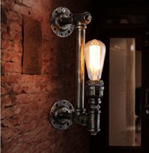 Luminária de parede estilo industrial, vintage, de metal, tubo de água, lâmpada, edison, iluminação interna