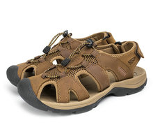 Plus Size 38-47 Men Sandals Genuine Leather Fashion Summer Shoes Men Slippers Breathable Men's Sandals Causal Shoes Leather 2024 - buy cheap