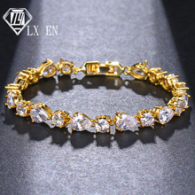 LXOEN-pulsera de cristal austriaco para mujer, brazalete con elementos de circón AAA, 3 colores, marca de lujo, joyería, 2019 2024 - compra barato