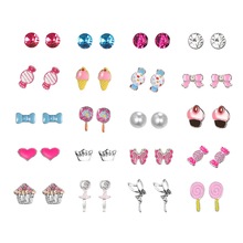 20 Pairs/set Cute Stud Earrings Set Fruit Animal Stud Earrings Set for Children Star Heart Shape Earings Jewelry Dropshipping 2024 - buy cheap