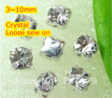 3mm,4mm,5mm,6mm,7mm,8mm,10mm Crystal Clear Color Silver base  Beads /  Stones ,Crystal Sew on stones with claw 2024 - buy cheap