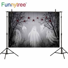 Funnytree-fundos de fotografia para estúdio, festa de dia das bruxas, tema de aranha fantasma, floresta, cenário fotochamada, infantil 2024 - compre barato