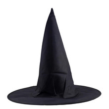 Черная шляпа ведьмы на Хэллоуин, шляпа с острым носком, чистая черная шляпа ведьмы с пиками для хэллоуивечерние, аксессуары для косплея 2024 - купить недорого
