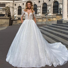 2019 Trouwjurk принцесса ТРАПЕЦИЕВИДНОЕ свадебное платье с длинным рукавом Vestido de Noiva Boho сексуальное платье de Mariee прозрачная спина 2024 - купить недорого