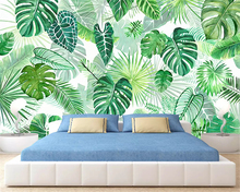 Papel de pared de tamaño personalizado beibehang papel de pared nórdico minimalista hoja de plátano tropical sala de estar dormitorio fondo de papel pintado 2024 - compra barato