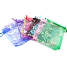 Wholesale Organza Bags 9x12 cm,Wedding Pouches Jewelry Packaging Bags with Butterfly Drawable Gift Bag ,Mix Colors,100pcs/lot 2024 - buy cheap