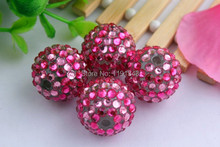 Kwoi vita Summer Color 20mm 100pcs/lot rose/pink color Chunky Resin Rhinestone Beads Ball for Kids Girls  Jewelry Making 2024 - buy cheap