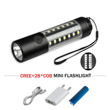 28 COB usb flash light 360 градусов Предупреждение Мини светодиодный фонарик 18650 xml t6 ручка свет Водонепроницаемый Кемпинг лампы лампе 2024 - купить недорого