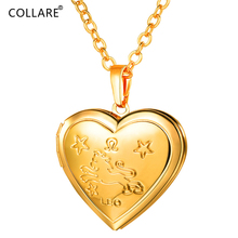 Collare-Colgante de corazón con foto/medallón de memoria para mujer, joyería de constelación de Color dorado/plateado, collar delicado del zodiaco 12, P897 2024 - compra barato