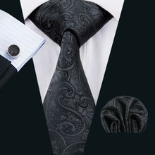 FA-1494-corbatas de diseñador para hombre, corbatas de diseño de Cachemira gris, juego de gemelos y pañuelo para fiesta de boda, 2018, envío gratis 2024 - compra barato