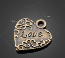 100pcs Antique Bronze Alloy LOVE Heart Charms Pendants -DIY Findings Necklace Bracelet Metal Fashion Accessories 18.6mm X 17.4mm 2024 - buy cheap