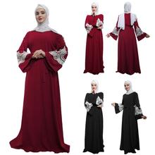 Elegant Muslim Dress Abaya Women Kaftan Arabic Maxi Caftan Islamic Prayer Robe Gown Beads Appliques Flare Sleeve With Belt New 2024 - buy cheap