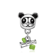 5PCS New Silver Plated Pendant Alloy Charm Animal Enamel Panda Bamboo Beads Fit Women Bracelet Bangle DIY Jewelry Accessories 2024 - buy cheap