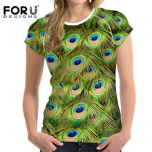 FORUDESIGNS Women T Shirts 3D Peacock Toucan Bird Printed T shirt Short Sleeve Fashion lady Slim Hipster Pretty Soft Tops/tees 2024 - buy cheap