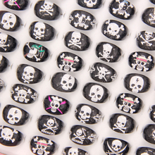 Wholesale Lots 15pcs Black Resin Lucite Skull Pattern Kid Children Rings Jewelry Cheap Rings Jewelry Free 2024 - buy cheap