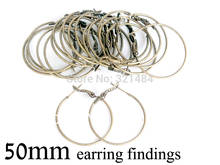 Free shipping Antique bronze brass 200pc 50mm Earwires Earring Hoops-Wires-Hooks Jewelry Hoop Earring Findings 2024 - купить недорого