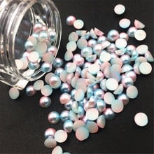 Cuentas de perlas redondas de Color arcoíris degradado Rosa DIY de 3mm-8mm con parte posterior plana de plástico ABS imitación media perla decoración de uñas a la moda 2024 - compra barato