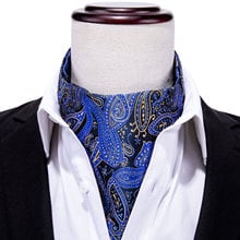 Ascot Tie For Men Silk Scarf Tie Suit Navy Paisley Men's Necktie Jacquard Set Pocket Square Cufflinks Barry.Wang AS-004 2024 - buy cheap