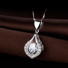 Utimtree Hot Crystal Necklaces Pendants Silver 925 Sterling Jewelry Water Drop Shape CZ Zircon Bridal Wedding Necklace for Women 2024 - buy cheap
