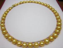 Бесплатная доставка 10-11 мм подлинное жемчужное ожерелье желтое 2024 - купить недорого