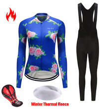 Feminino inverno velo térmico bicicleta conjunto camisa triathlon terno pro roupas de ciclismo kit roupas roupas da bicicleta roupa vestido wear 2024 - compre barato